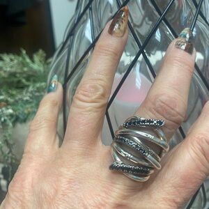 John Hardy Bold Gorgeous Ring With Black Sapphires. Size 9 - Purchaed From Finks